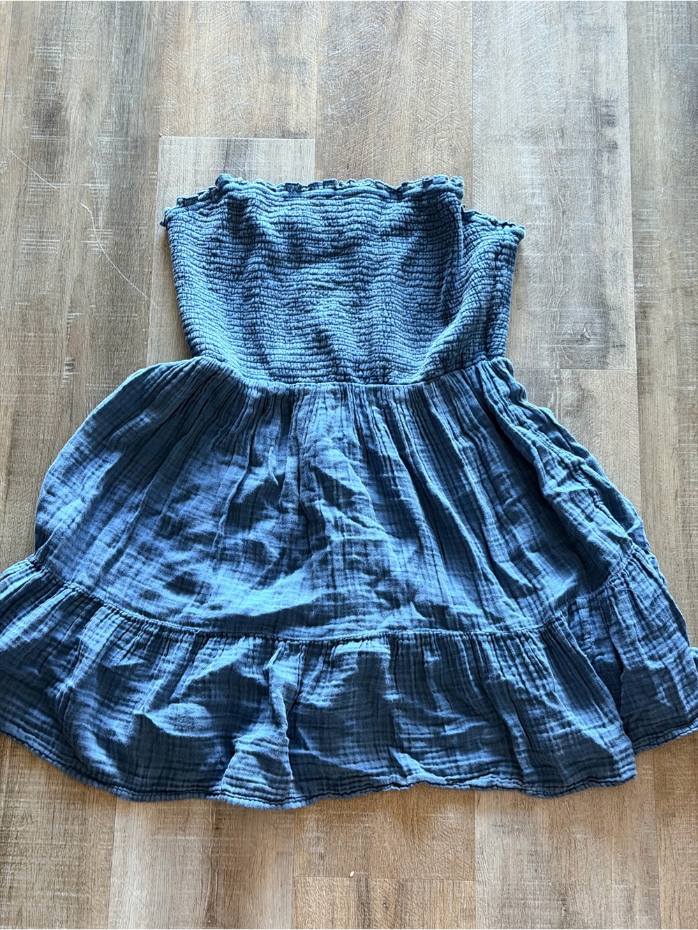 Anthropologie Girls Strapless Smocked Tiered Dress - Blue
